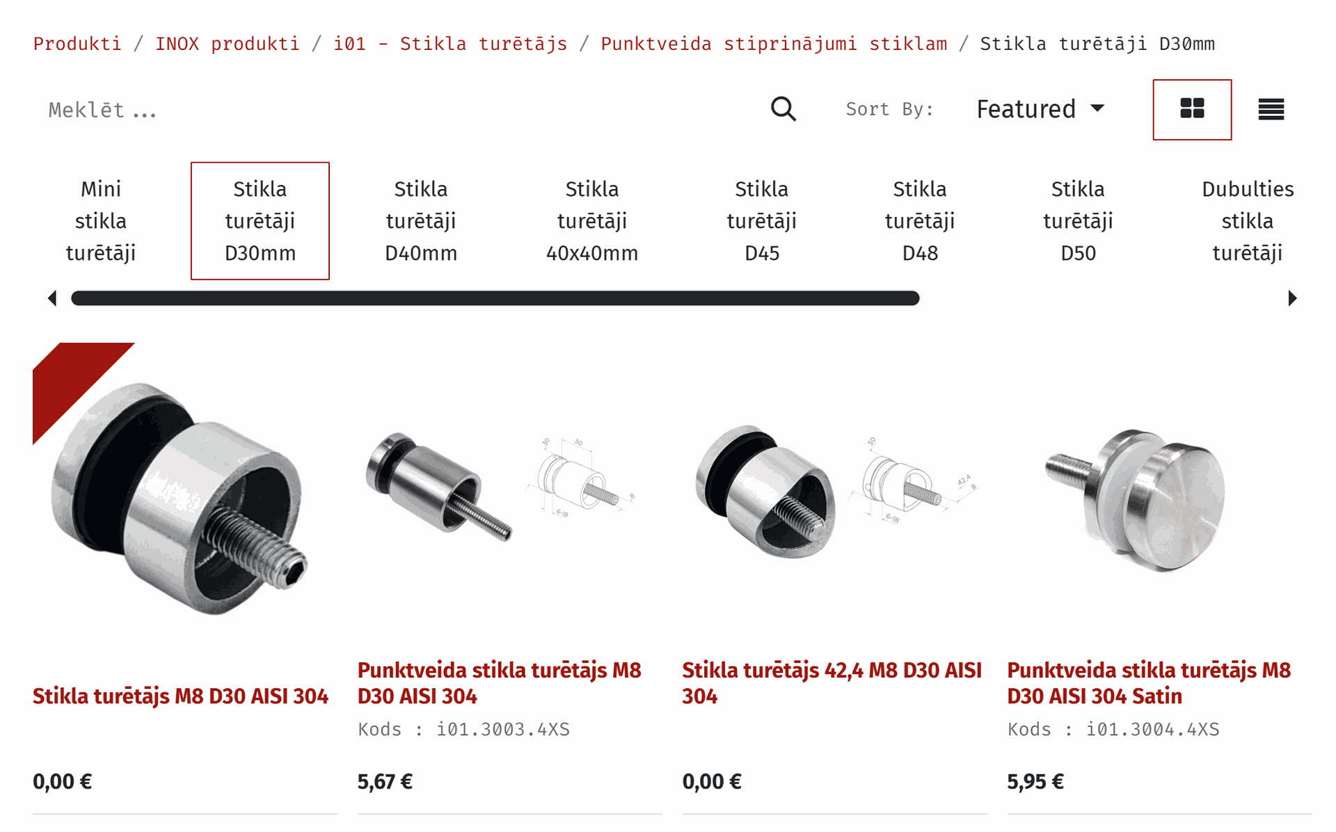 Stikla turētājs D30mm nerūsējoša tērauda stikla margām
