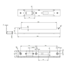 Electric strike cassette for post, H300mm, W45x17mm