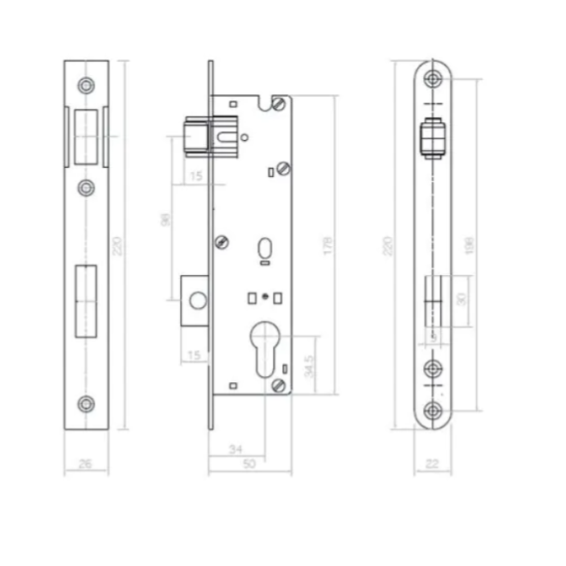 Lock latch H220x75 mm