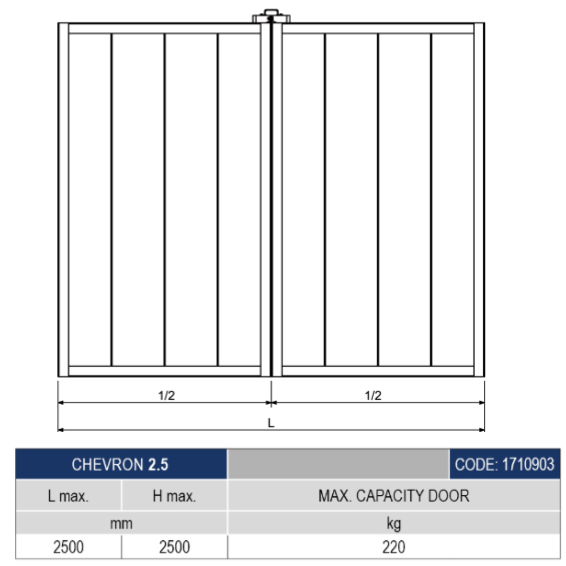 CHEVRON - SWING GARAGE DOOR HARDWARE (DOUBLE LEAF) up to 2.5m 