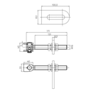 Adjustable hinge opening angle180, M16  H100mm