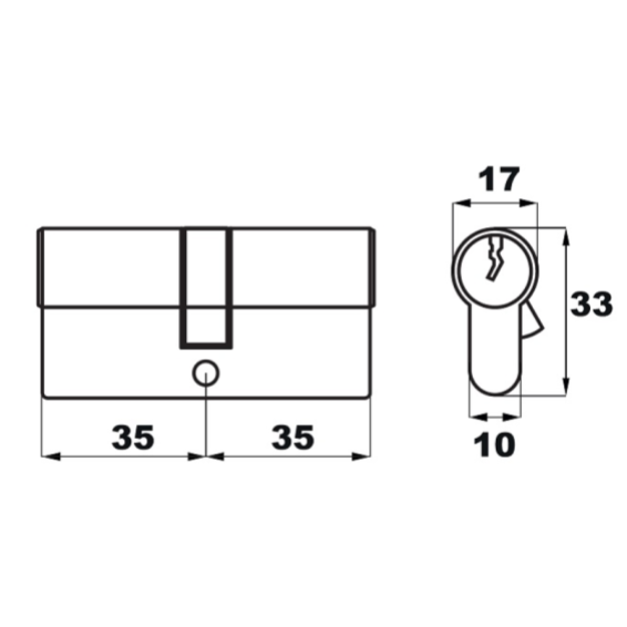 Lock cylinder 35x35mm (Black, mat)