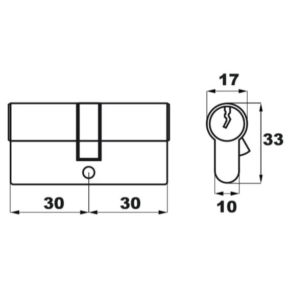 Lock cylinder 30x30mm (Black, mat)