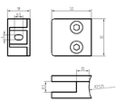 Glass clamp 42,4mm 30x30mm, AISI 304, Satin