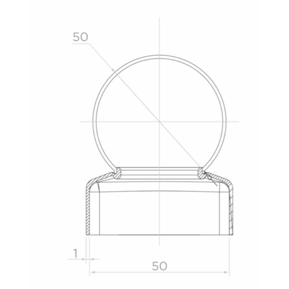 Steel canopy for post 50x50mm, ball D50 mm