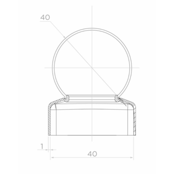 Steel canopy for post 40x40mm, ball D40 mm (galvanized)