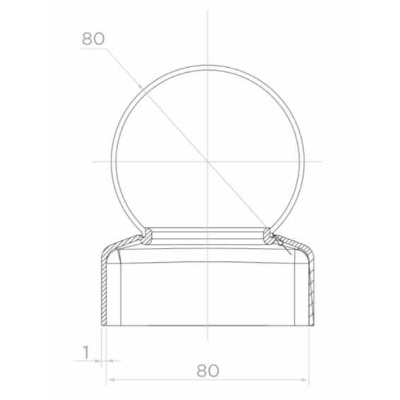 Steel canopy for post 80x80mm, ball D80 mm (galvanized)