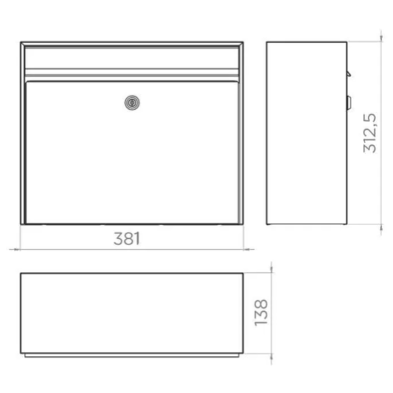 Mailbox 380x302x100mm (galvanized steel)