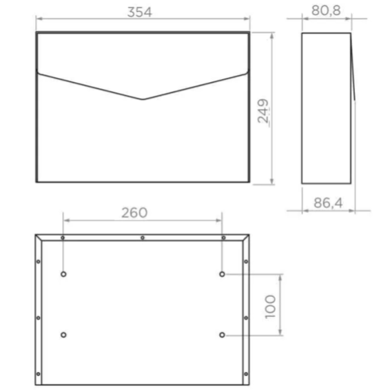 Mailbox 249x354x80,8mm (stainless steel)