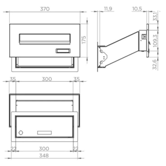 Multifunctional built-in mailbox, galvanized steel