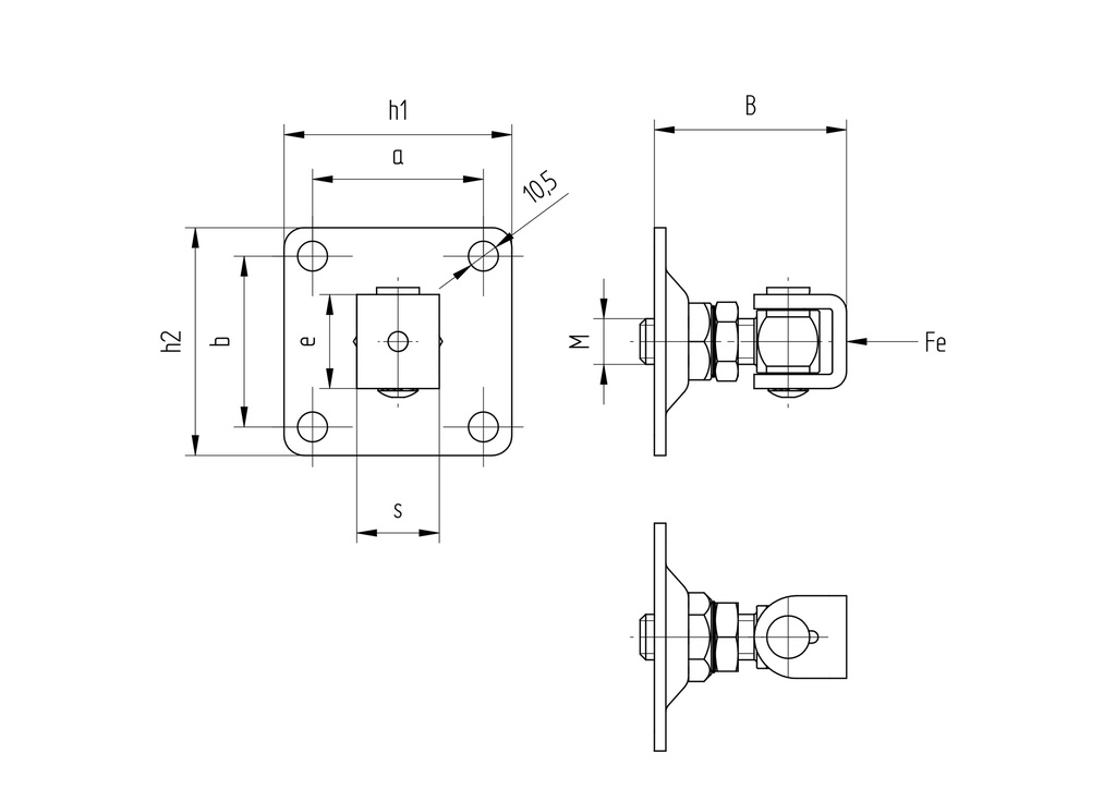 Adjustable hinge M24 120x12mm