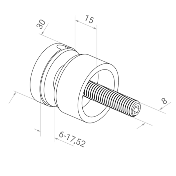 Glass clamp M10 D50 x 8 mm AISI 304 (Satin)