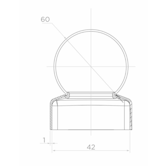 Steel canopy for post D42mm, ball D60mm