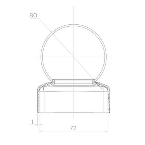 Steel canopy for post D72mm, ball D80mm