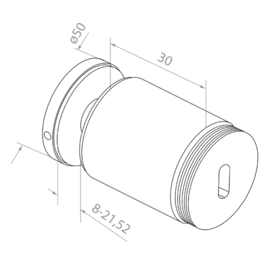 Glass clamp M10, D50mm, AISI 304 (RAL 7016)