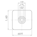 Glass clamp 60x60x28mm, AISI 304