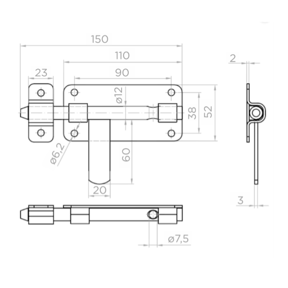 Gate arrow D12 x L150 mm