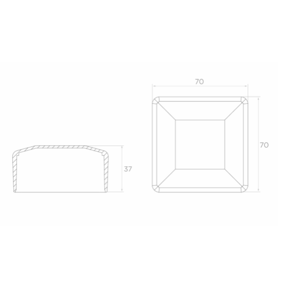 Plastic cover 70x70mm