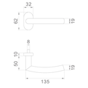 Door handle L135mm