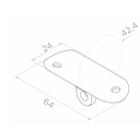 Handrail plate 42,4mm 64x24x4mm AISI 304 Satin