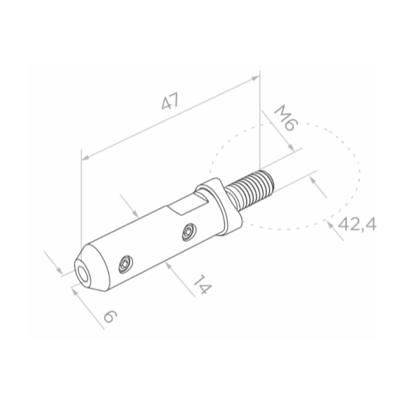 Rope holder 42,4mm, L47mm, AISI 304