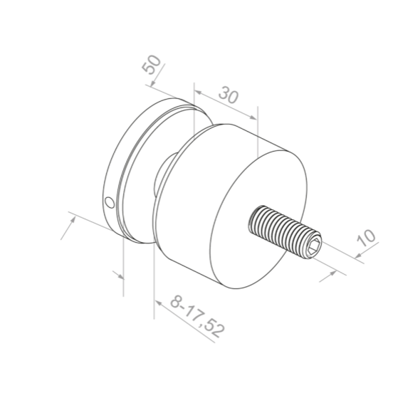 Glass clamp M10 D50, AISI 304 (Black)