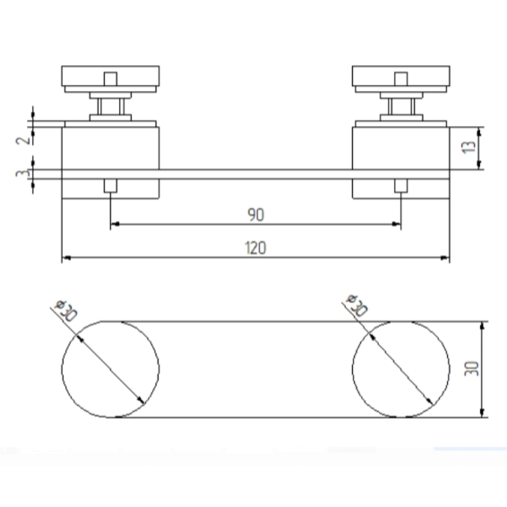 Glass clamp 120х30 mm, AISI 304