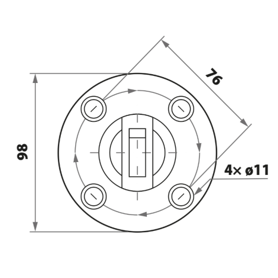 Glass holder for floor 182x49mm, for t12-17,52mm glass, AISI 304, Satin RAL9005