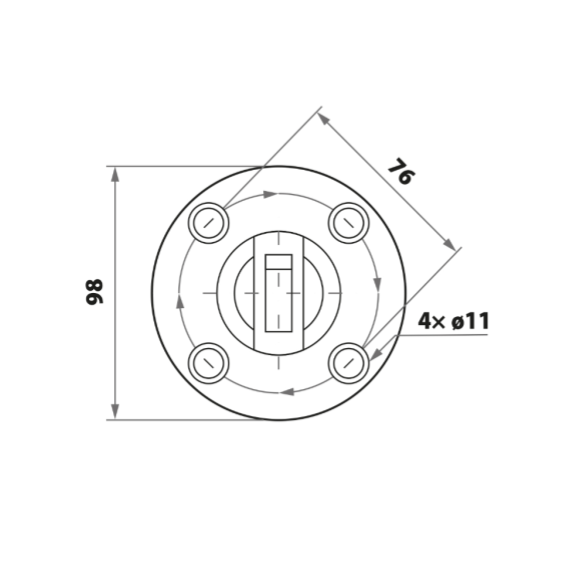 Glass holder for floor 182x49mm, for t12-17,52mm glass, AISI 304, Satin