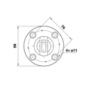 Glass holder for floor 182x49mm, for t12-17,52mm glass, AISI 304, Satin