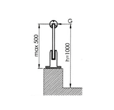 Vertical handle  H160 mm, for glass 12-13.52 mm