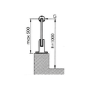 Vertical handle  H160 mm, for glass 12-13.52 mm