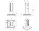 Vertical handle  H160 mm, for glass 12-13.52 mm