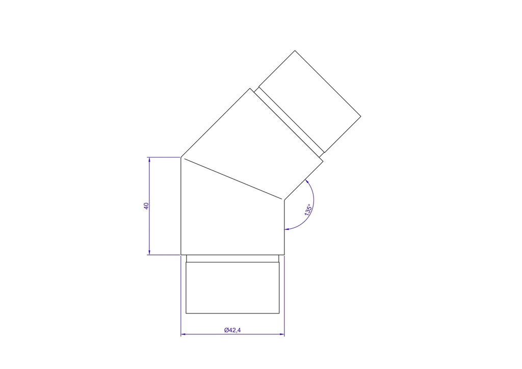 Flush angle 135 gr. 42.4x2mm AISI 304 SATIN