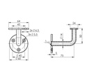 Handrail holder for LED lighting 50x75mm, flat surface AISI316 polished