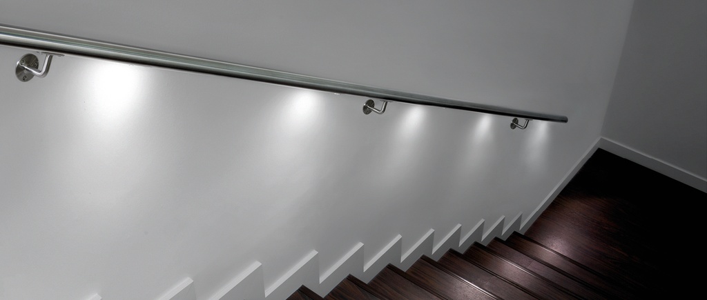 Handrail holder for LED lighting 50x75mm, flat surface AISI316 polished