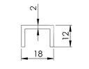 Aluminum U profile for glass 12.76mm SATIN-Elox 3m