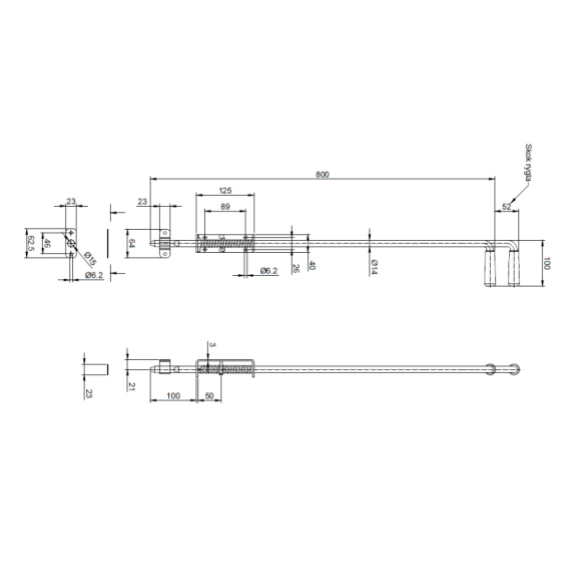 Gate arrow with spring L800mm d14mm galvanized