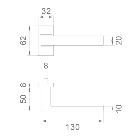 Stainless steel door handle H60 x L175mm, black