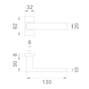 Stainless steel door handle H60 x L175mm, black