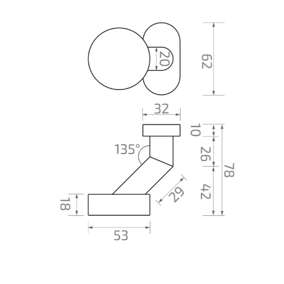 Round handle - with oval label, H60xL120mm, stainless steel