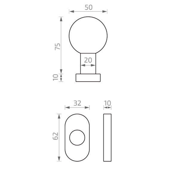 Round handle - with oval label, stainless steel