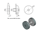 Glass clamp point, for glass t4-21.52mm, D40mm M10x100mm with thread
