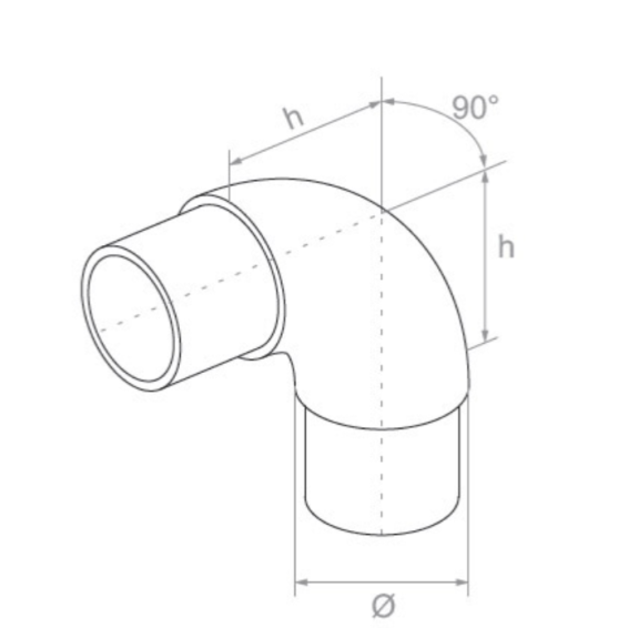 Līkums 90 gr. 42,4x2 h44 AISI 304