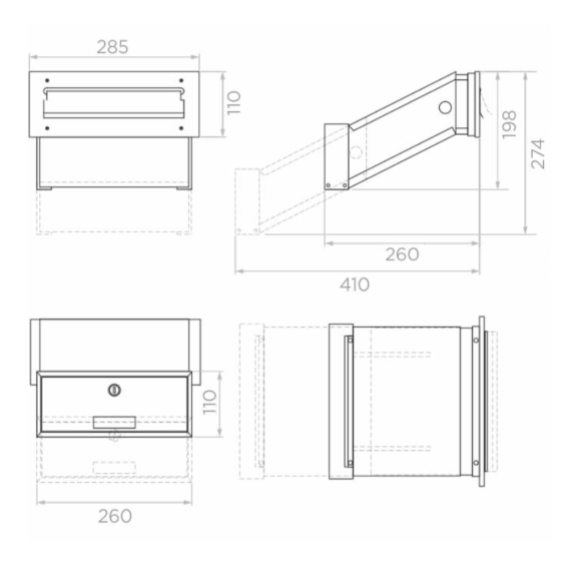 Multifunctional built-in mailbox, silver