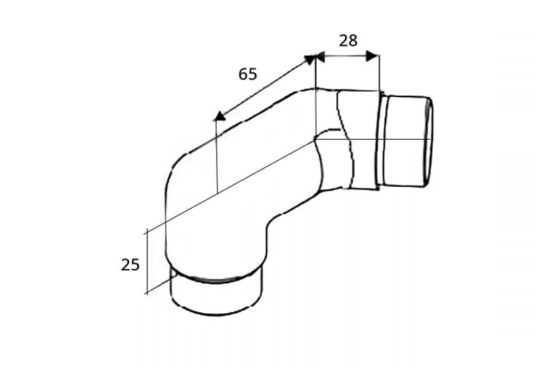 90 degree flush angle with adjustble part d42,4mm AISI304