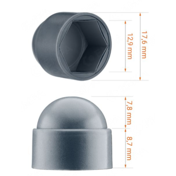 Plastic cap M8x13mm (RAL 7016)