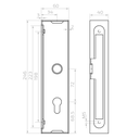 Cassette with lock, H 245 mm, for profile 60x40 mm