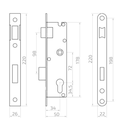 Lock latch H220/72 mm