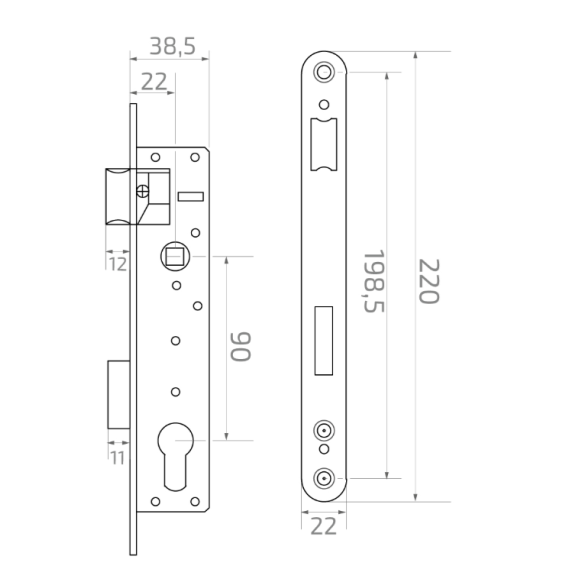 Lock latch H220xL50mm